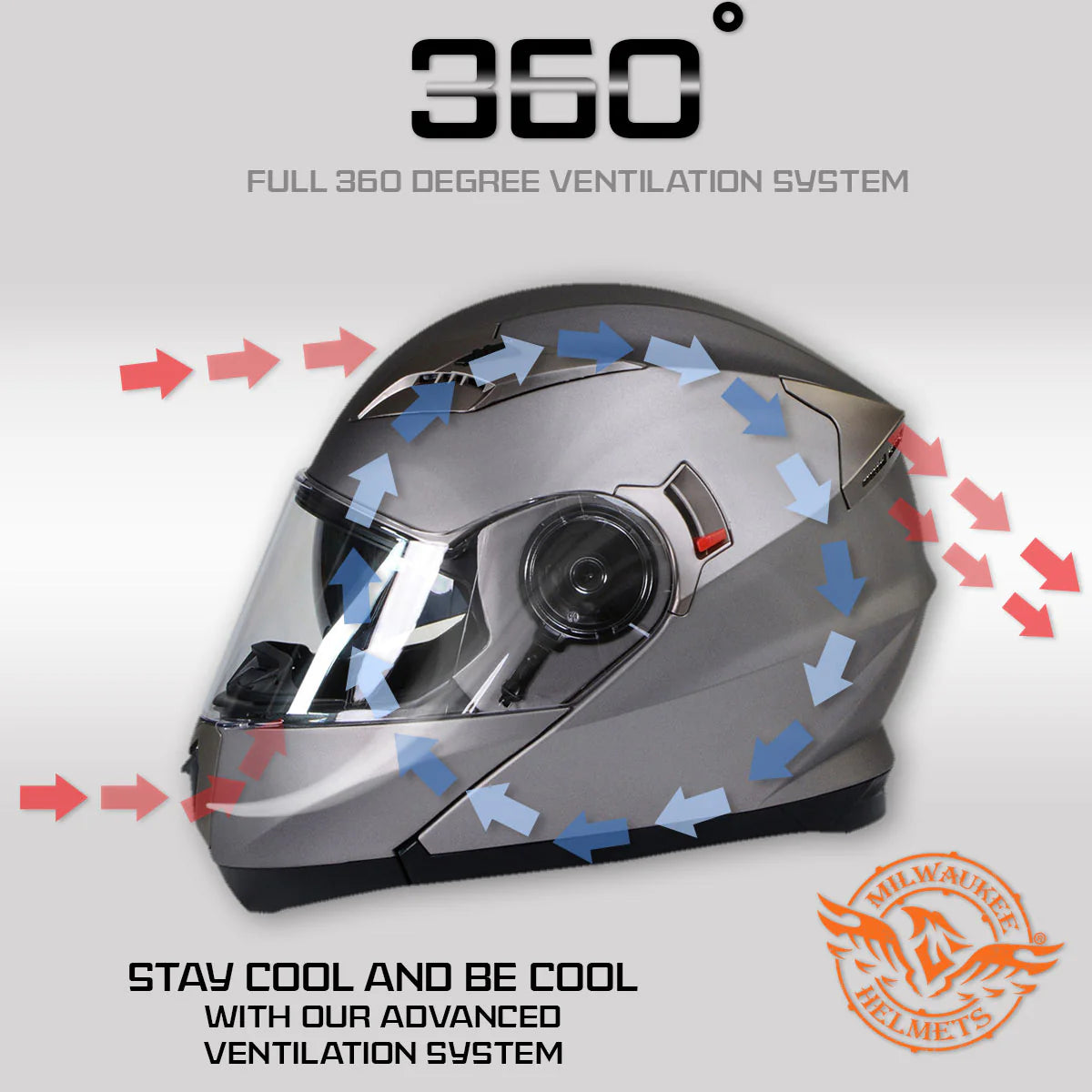 Ionized Silver Advanced Motorcycle Modular Helmet Biker w/ Drop Down Visor
