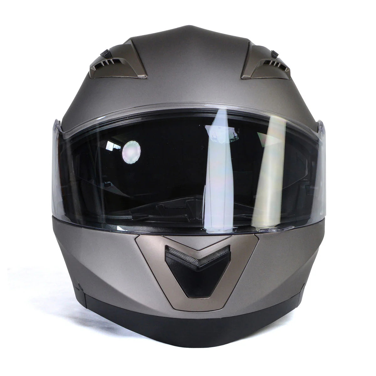 Ionized Silver Advanced Motorcycle Modular Helmet Biker w/ Drop Down Visor