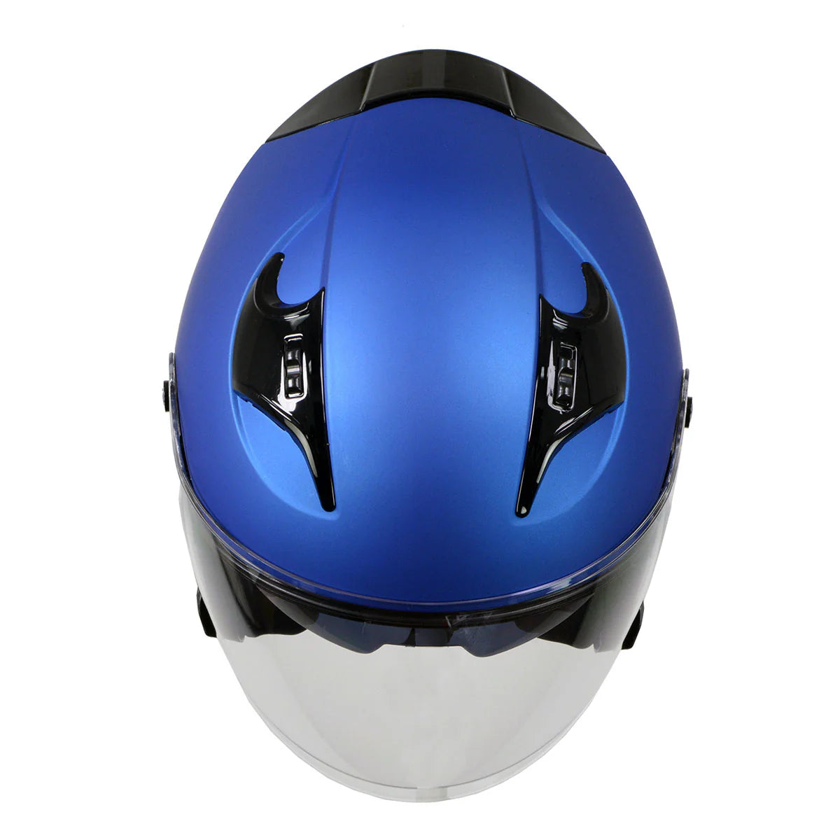 Shift Open Face 3/4 Blue Helmet Biker w/ Drop Down Visor   *Blue or Neon Yellow