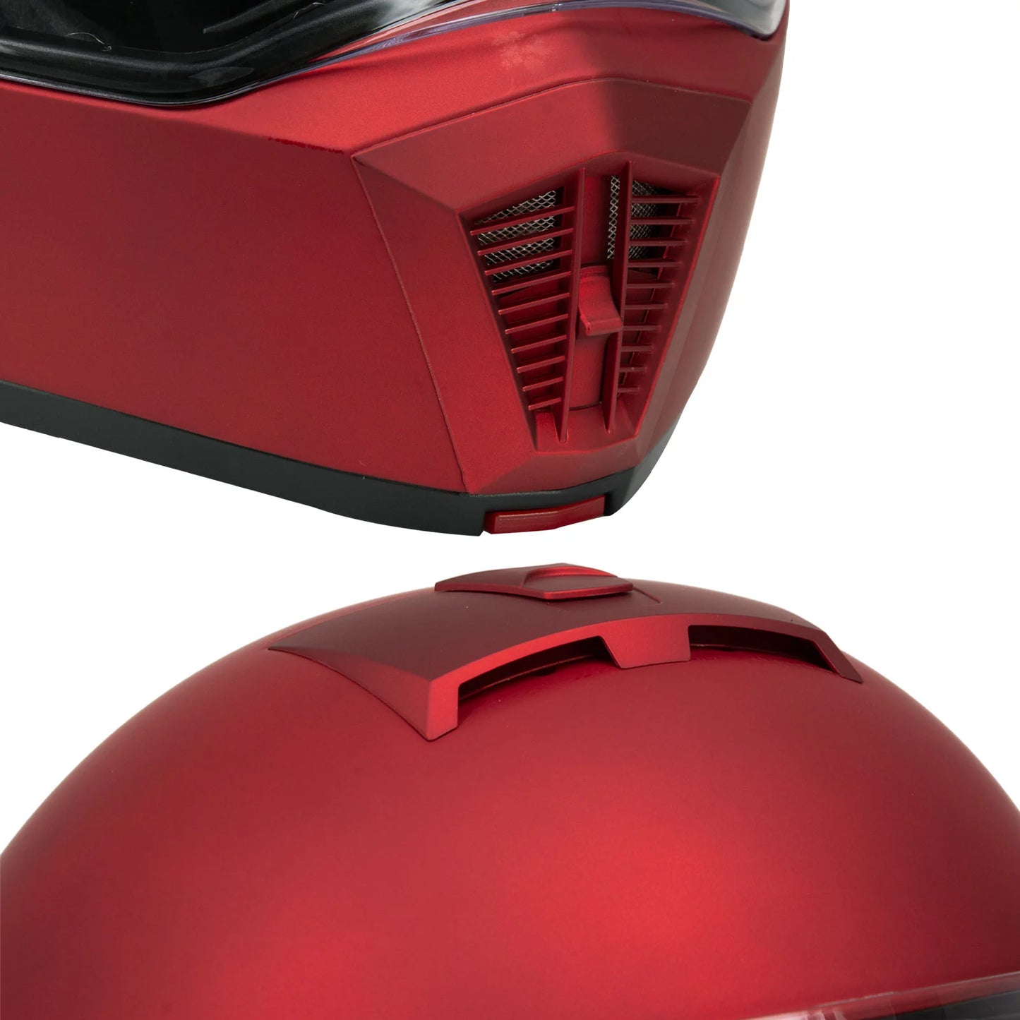 Cypher Flat Red Advanced Motorcycle Modular Helmet w/ Drop Down Visor