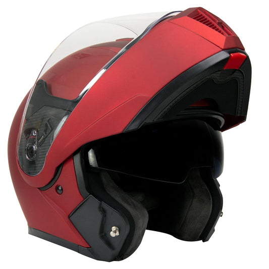 Cypher Flat Red Advanced Motorcycle Modular Helmet w/ Drop Down Visor