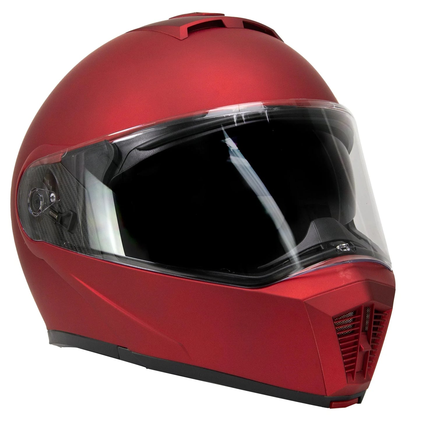 Cypher Flat Red Advanced Motorcycle Modular Helmet w/ Drop Down Visor