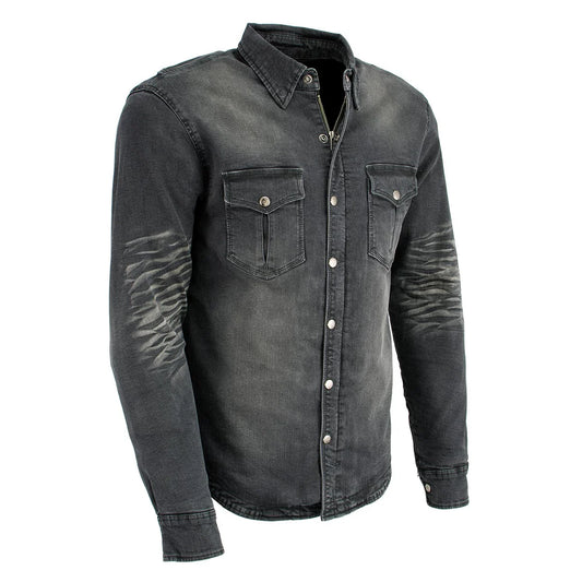 Leather Men's Black Flannel Biker Shirt