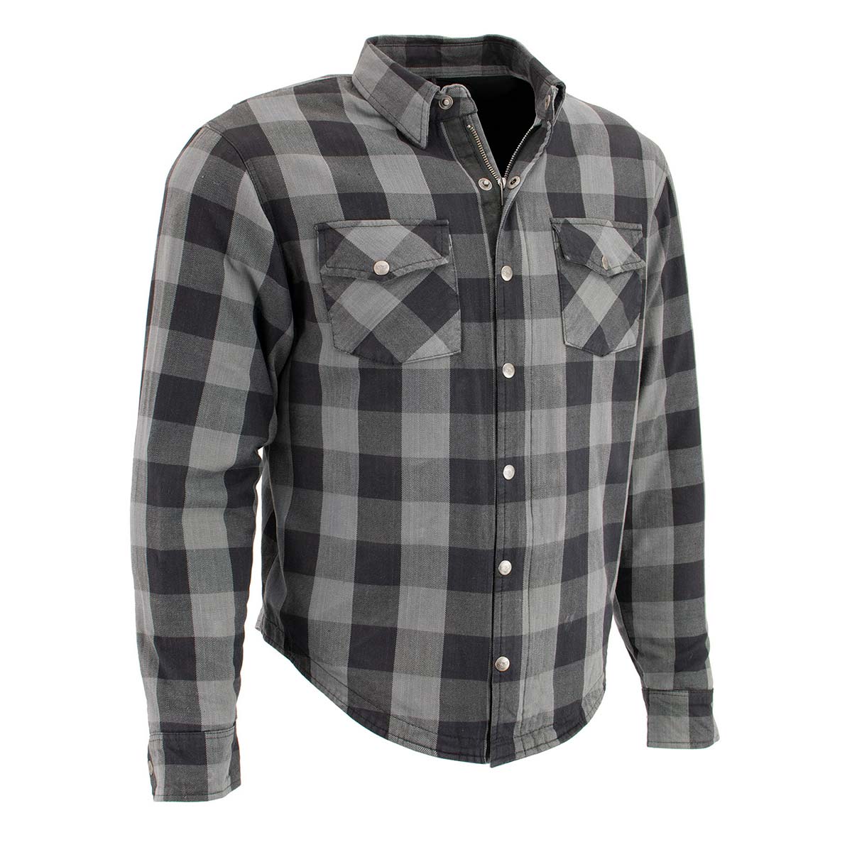 Leather Men's Plaid Flannel Biker Shirt