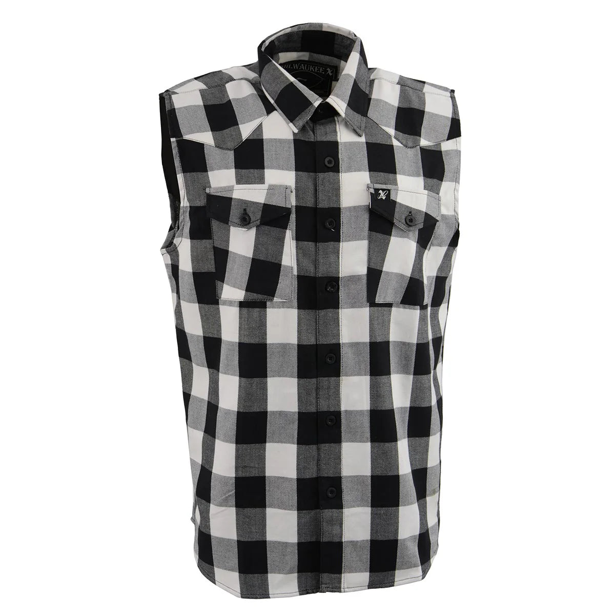 Men's Button-Down Flannel Cut Off Sleeveless Casual Shirt