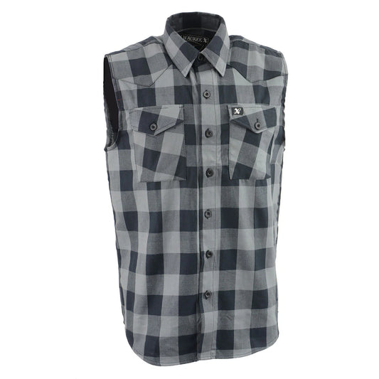 Button-Down Flannel Cut Off Sleeveless Casual Shirt