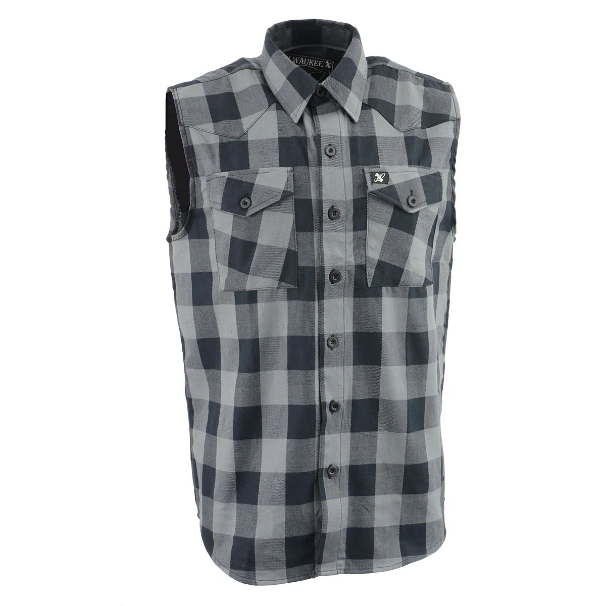Men's Button-Down Flannel Cut Off Sleeveless Casual Shirt