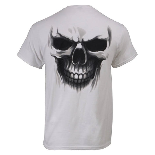 Ghost' Skull Double Sided White Printed T-Shirt