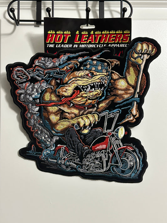 Dog riding Harley Patch