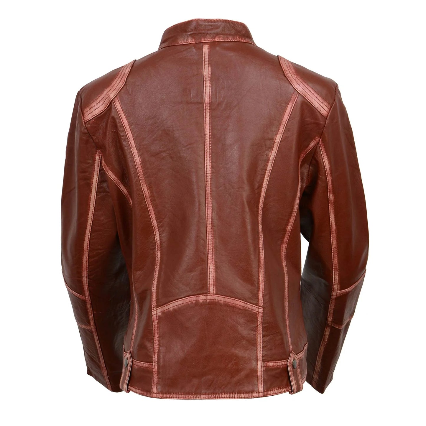 Maroon Sheepskin Scuba Style Fashion Leather Jacket