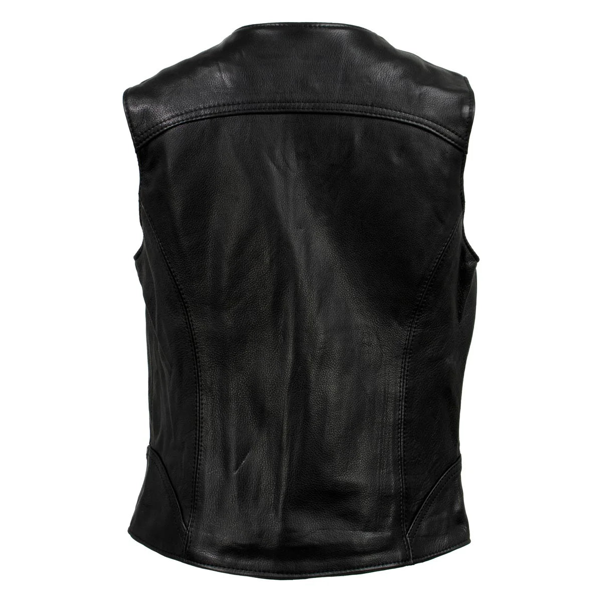 Motorcycle Leather Vest with Front Zipper-vest Womens "speed queen"